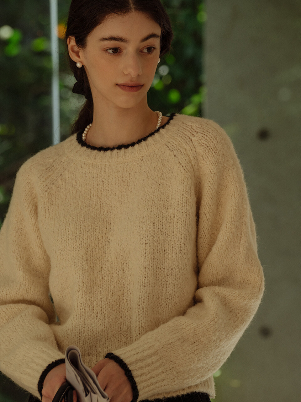 Alpaca coloring knit top_Ivory