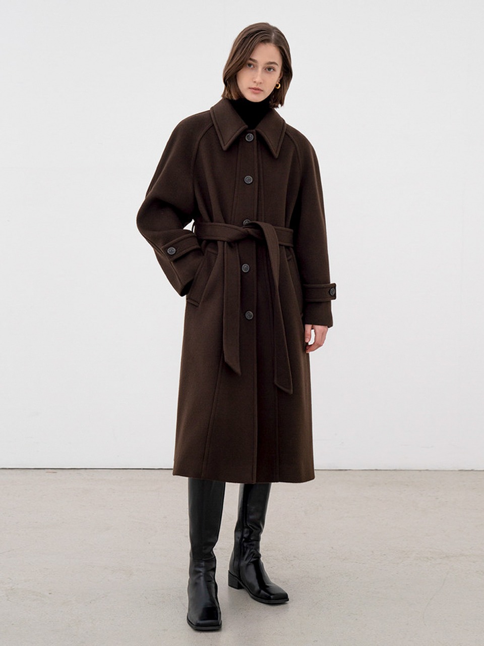 [LAST 2장]Belted single wool coat [2color]