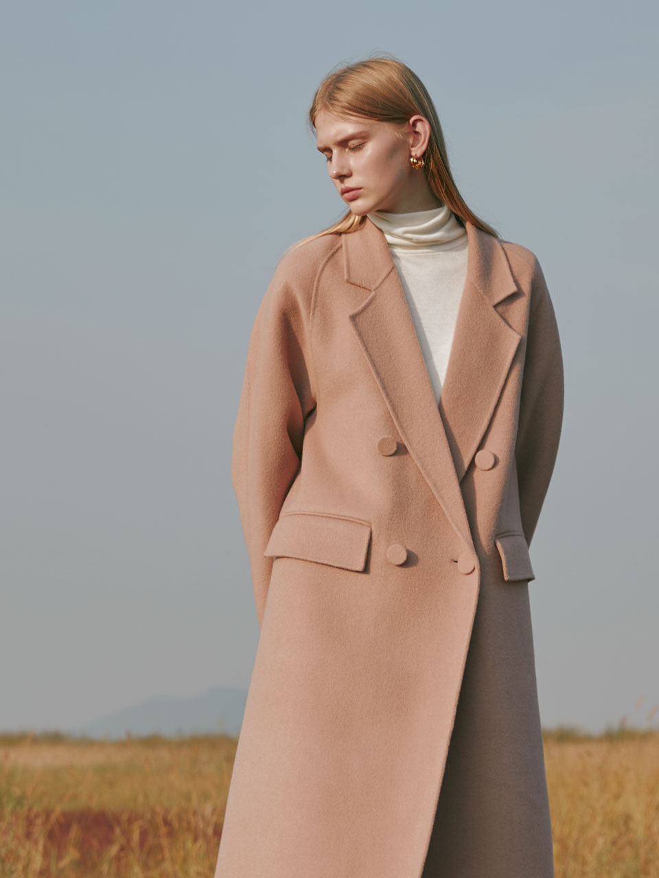 [LAST 2장]Premium handmade wool wrapped button coat in indi pink