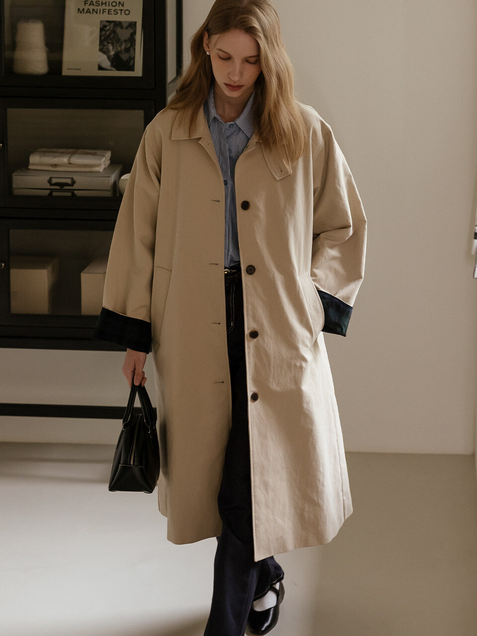 Roll up point trench coat_Beige