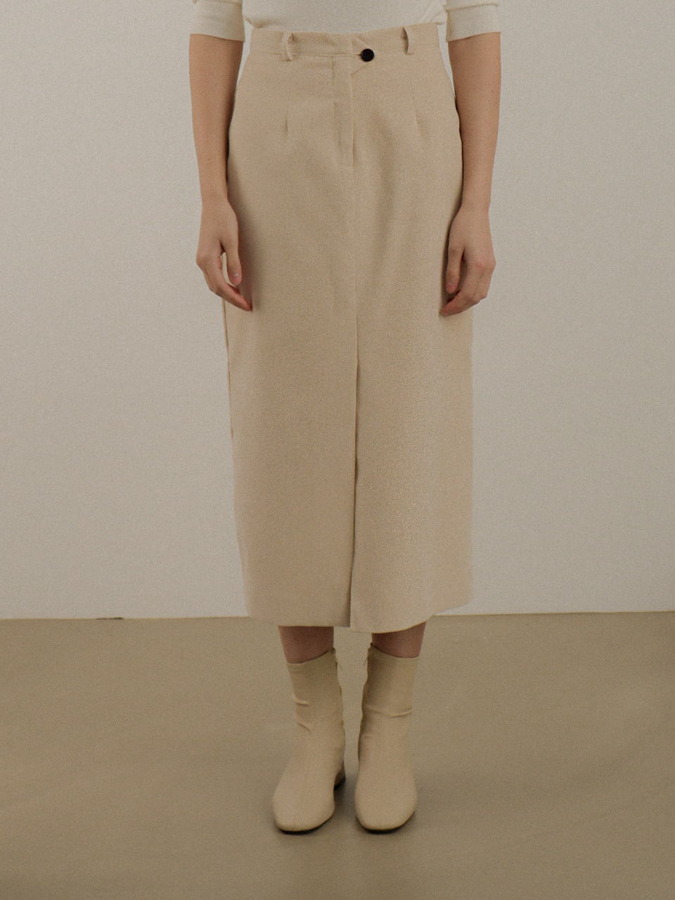 [M LAST 1장]Triangle Corduroy Long Skirt_Ivory