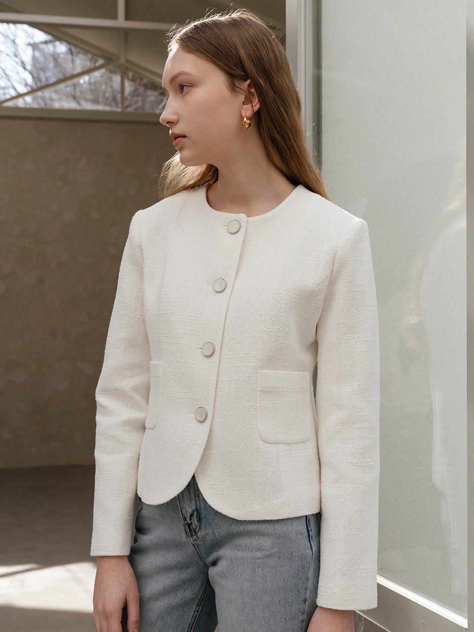 Merry classic tweed jacket in White