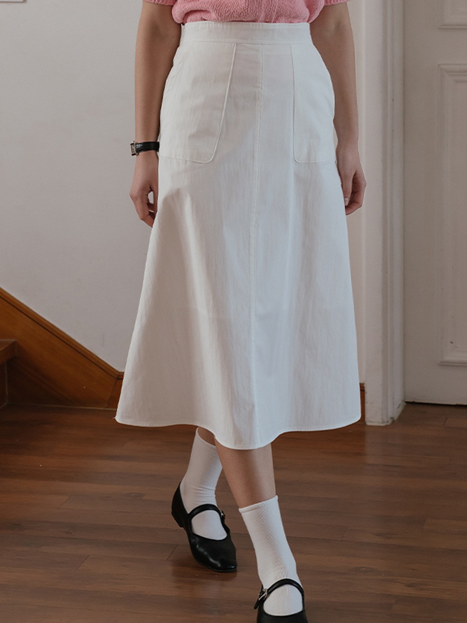 Two pocket flare skirt_White
