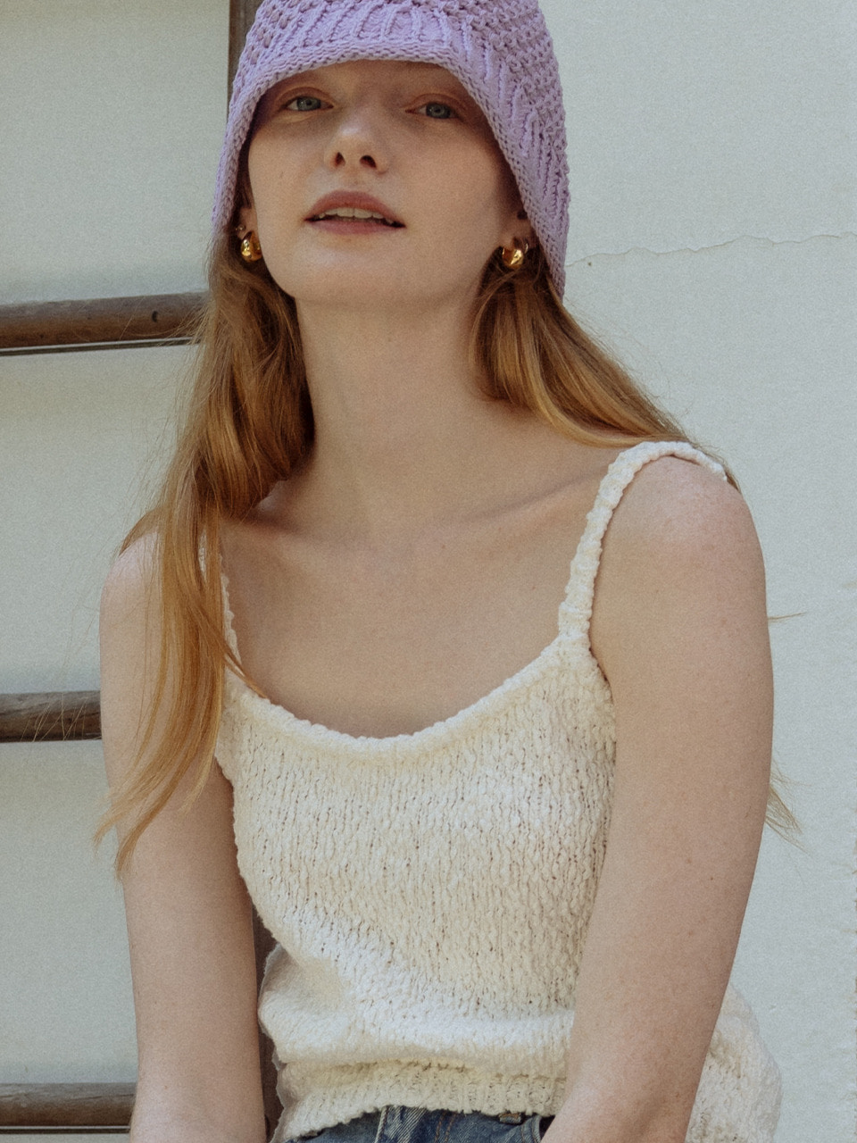 Cotton rolling sleeveless knit_Ivory