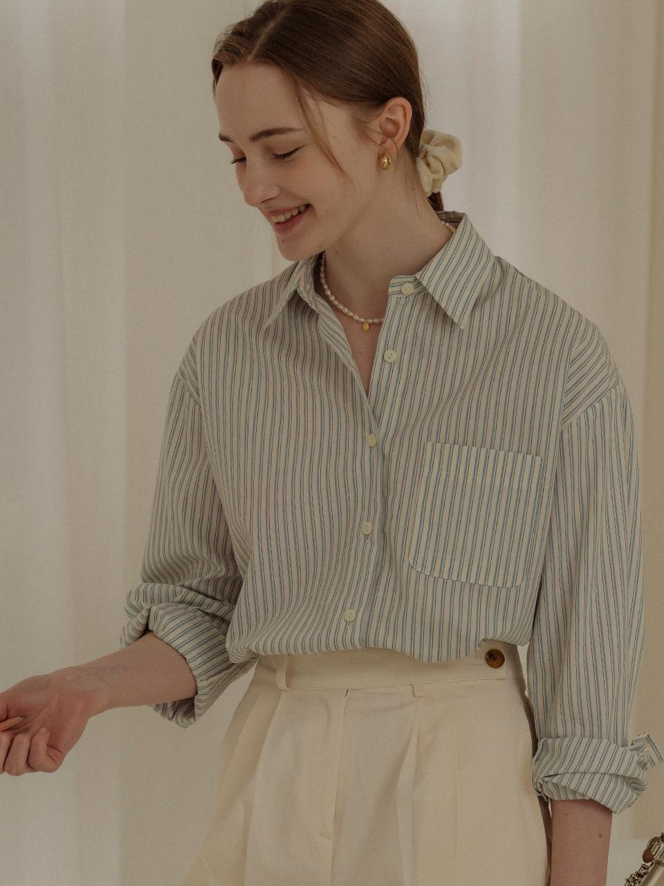 [예약배송]Multi stripe cotton shirt_Ivory
