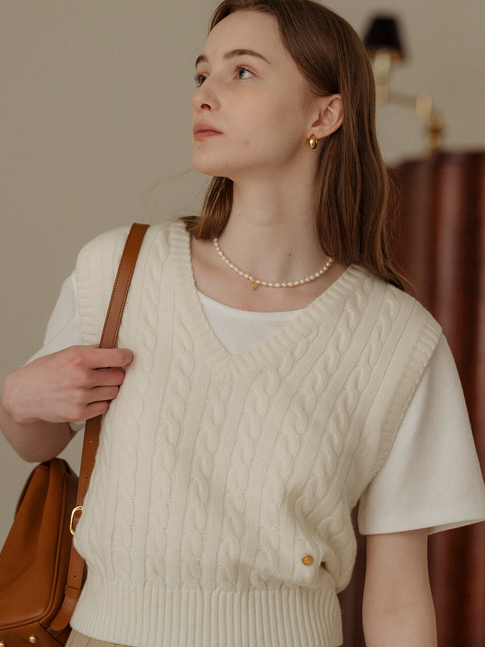 Monica knit vest_Ivory