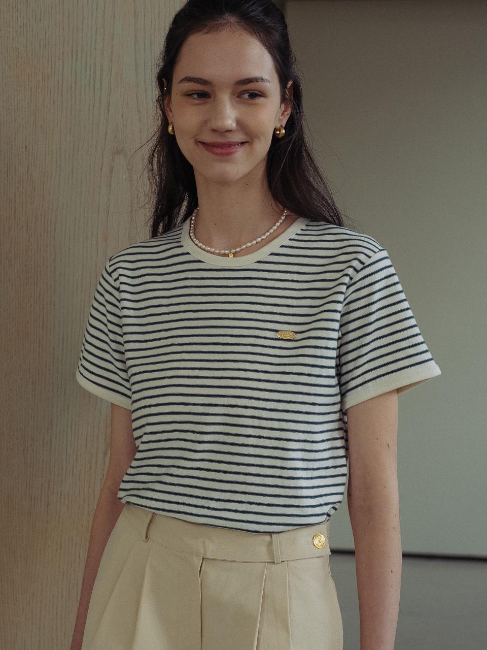 [예약배송]Cotton stripe T-shirt_Green