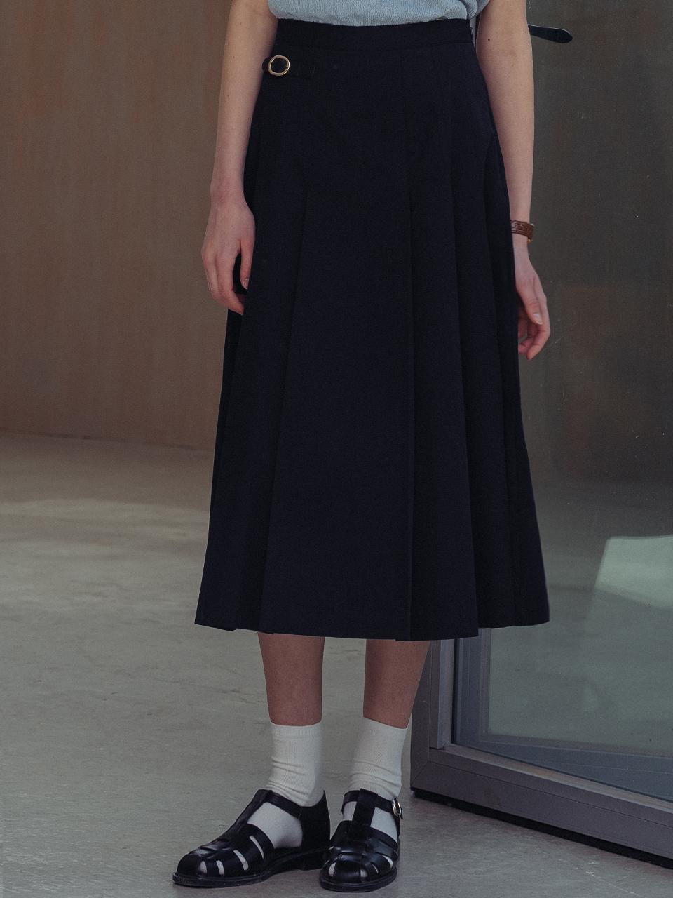 [2차]Bloom long pleats skirt_Black