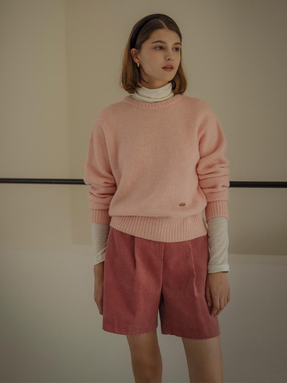 Robin wool round neck knit_Pink