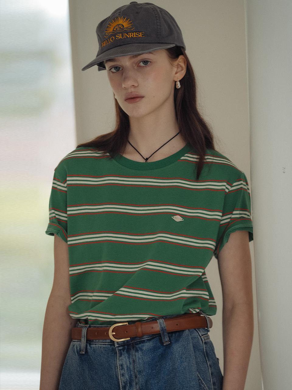 [예약배송]Multi stripe cotton t-shirt_Green